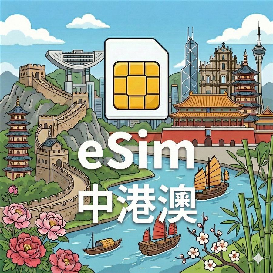 中港澳 eSIM 不斷網 每日定量 1G/Day